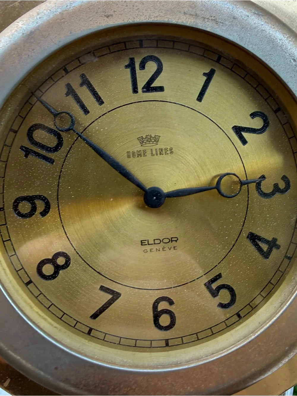Brass porthole nautical Geneve Eldor Home Line Cruise Ship Clock